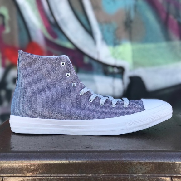 Wmns Converse CTAS Hi Platinum Glitter Sneakers - Picture 1 of 12